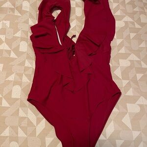 Elegant Red One-Piece Swimsuit